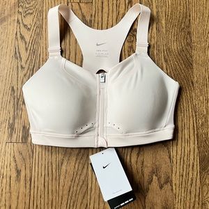 NEW Nike Alpha Women's High-Support Padded Zip Front Racerback Pink Sports bra